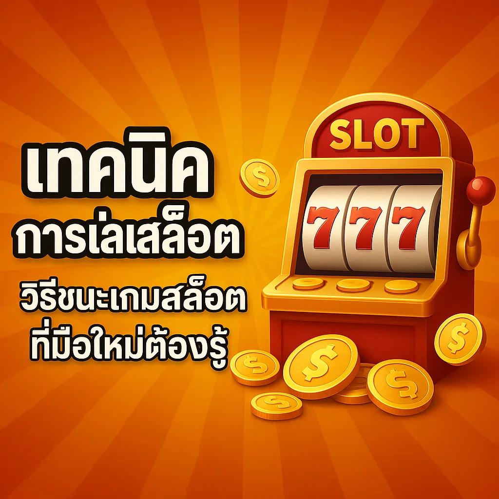 sawan789-trick-slot Banner เทคนิคเล่นสล็อต วิธีชนะเกมสล็อตที่มือใหม่ต้องรู้ พร้อมภาพตู้สล็อต 777 และเหรียญทองพื้นหลังสีส้ม